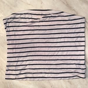 Black and white striped tube top